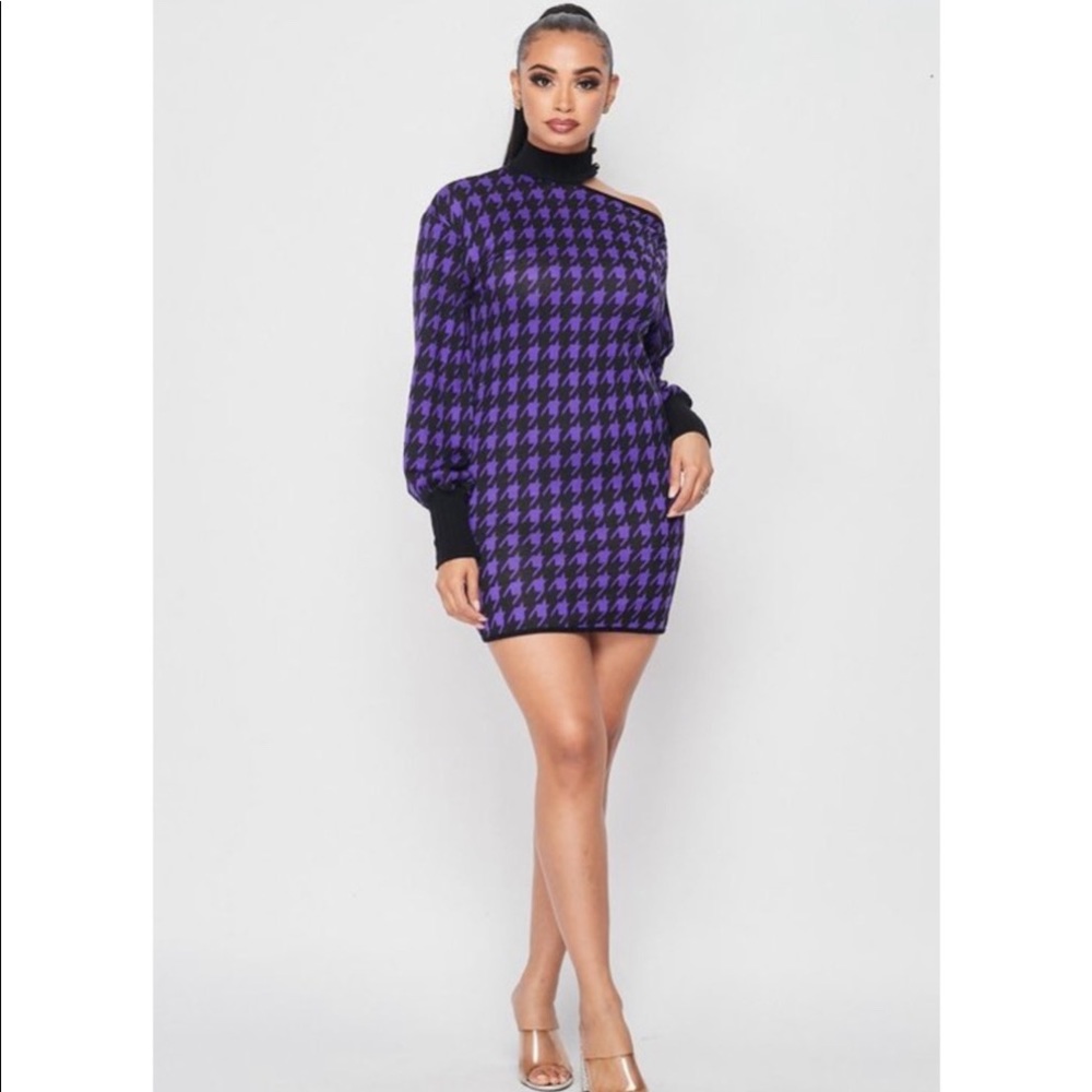 Purple houndstooth dress